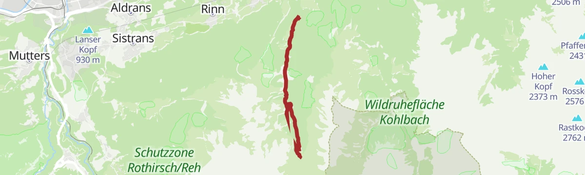 Route map: Entlang des Voldertalbaches zur Steinkasernalm